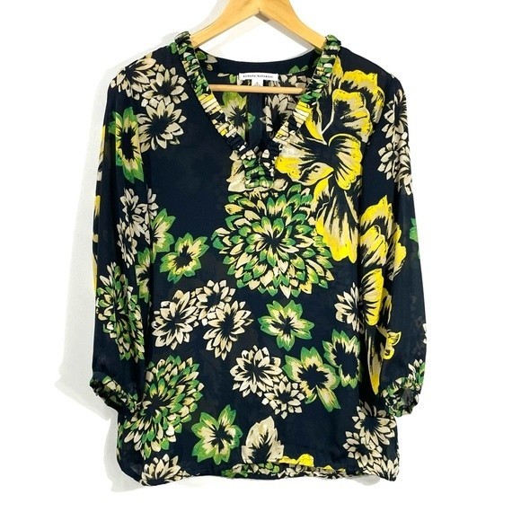 Banana Republic Ivy League Green Floral Print Blouse - Picture 5 of 16